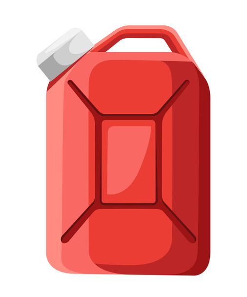 赤い燃料キャニスター アイコン。燃料コンテナー ジェリカン。ガソリン小さなかん。フラットなデザイン スタイル。白い背景で隔離のベクトル図. - ベクター画像