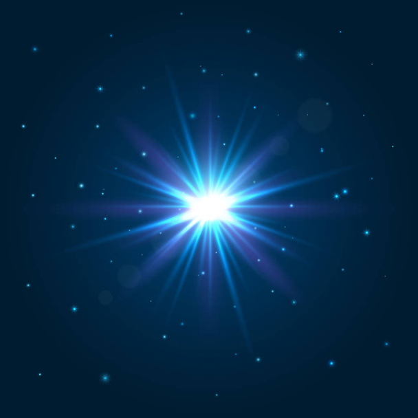 Shining star. Explosion light effect. Lens flare Vector illustration. - Vetor, Imagem