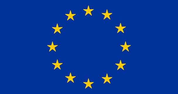 Wzór flagi UE lub Unii Europejskiej z żółtych gwiazd na niebieskim tle - Wektor, obraz