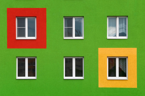Bright facade, residential building with large Windows - Photo, Image