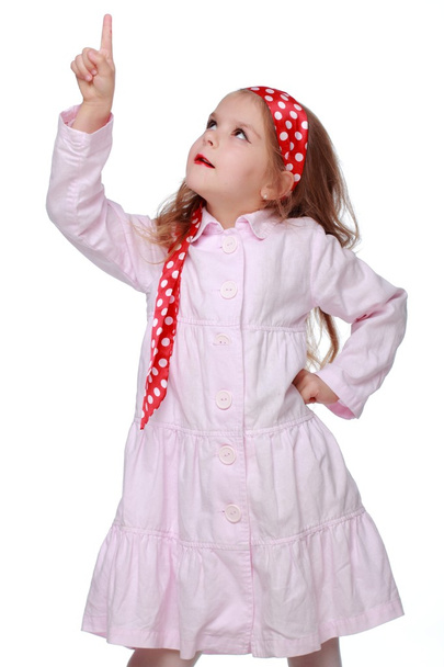 Cute girl pointing - Foto, afbeelding