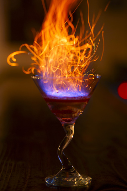Hard drink with fire and sparks - Photo, Image