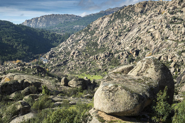 Formacji granitowej skale, w prowincji La Pedriza, Park Narodowy gór Guadarrama, Madryt, Hiszpania - Zdjęcie, obraz