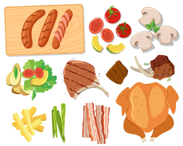 verschiedene Sets von Barbecue-Essen Illustration - Vektor, Bild