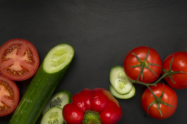 cucumber tomato pepper vegetables - Фото, изображение