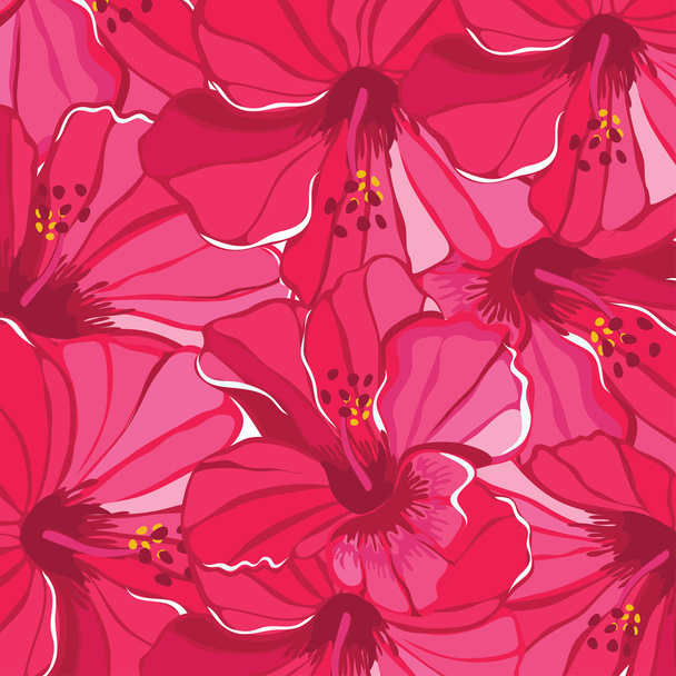Floral pattern with hibiscus - Wektor, obraz