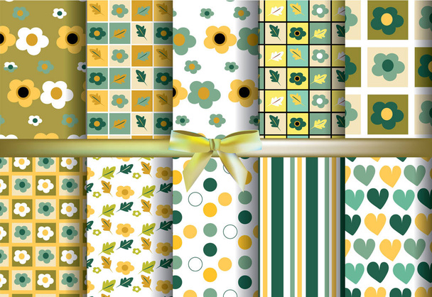 set Green and yellow background Geometric pattern - Фото, изображение