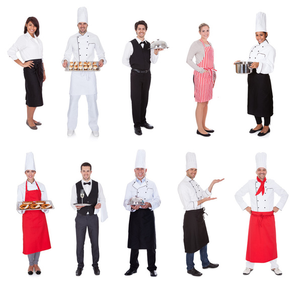 Restaurant workers, cooks, bullets and waiters - Фото, изображение
