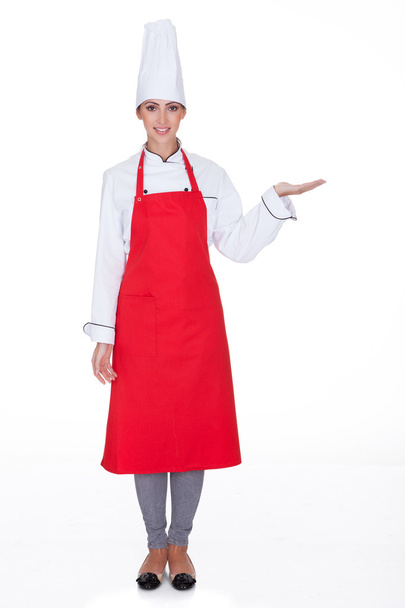 Happy Female Chef Gesturing - 写真・画像