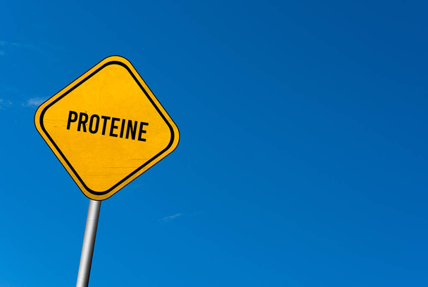 Proteine - segno giallo con cielo blu
 - Foto, immagini