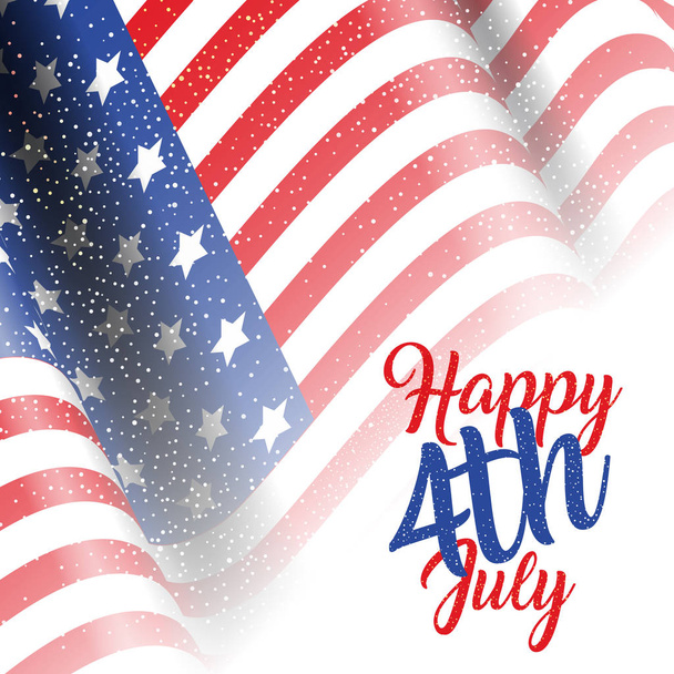 4 juli achtergrond met Amerikaanse vlag - Vector, afbeelding