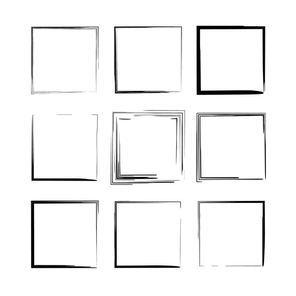 Conjunto de marcos grunge rectángulo negro. Fronteras vacías. Ilustración vectorial
.  - Vector, Imagen
