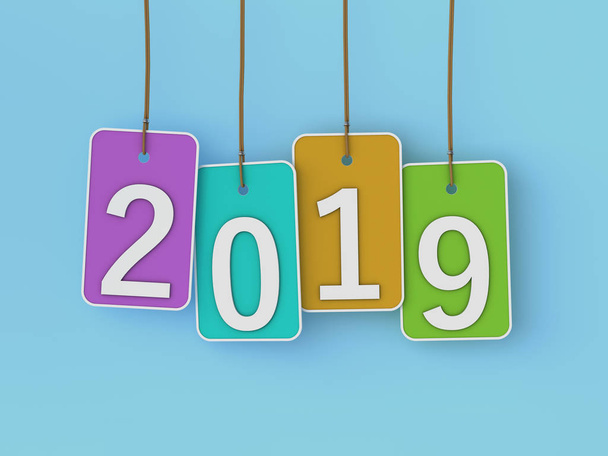      New Year 2019 Creative Design Concept - 3D Rendered Image  - Photo, Image