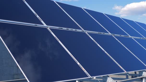 Open-air solar farm. Solar Panels Collecting Sun Light. - Felvétel, videó