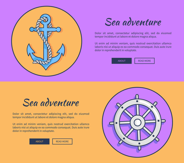 Set of Advertising Banners for Sea Adventures - Vector, afbeelding