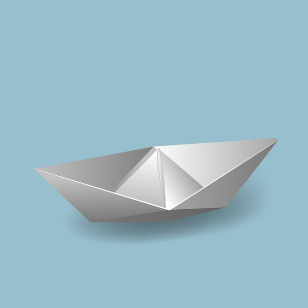 Vector illustrations with origami ship. Wonderful paper toy boat. - Διάνυσμα, εικόνα