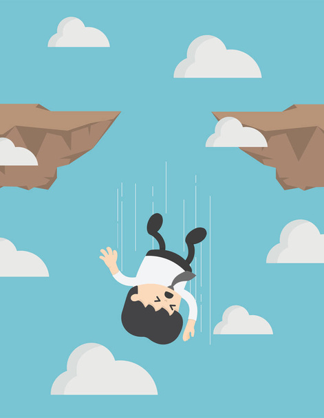Businessman falling down from cliff or high mountain - Vector, Image