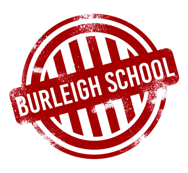 Burleigh School - Botão grunge vermelho, carimbo
 - Foto, Imagem