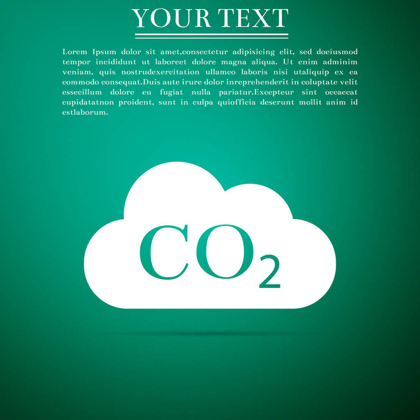 CO2 emissions in cloud icon isolated on grey background. Carbon dioxide formula symbol, smog pollution concept, environment concept, combustion products sign. Flat design. Vector Illustration - Vector, Image