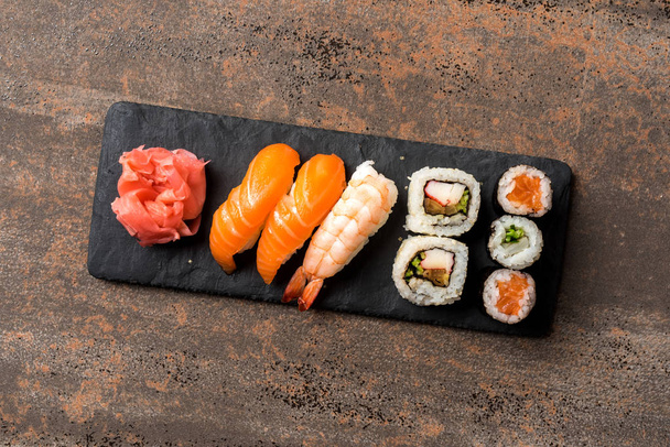 Set of Japanese sushi. Close up - Foto, imagen