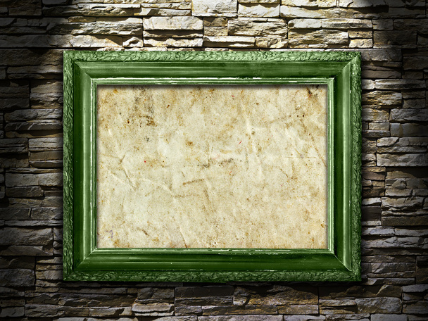 foto frame op een stenen grunge achtergrond, markeren - Foto, afbeelding