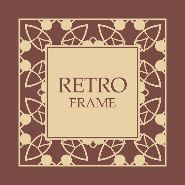 Ornate vintage card design with ornamental border frame. Use for wedding invitations, royal certificates, greeting cards. Vector illustration. - Vector, Image
