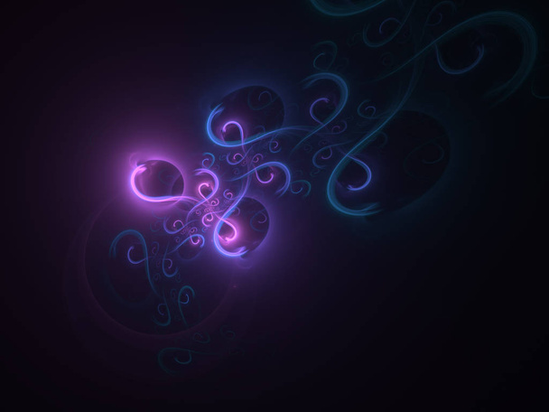 Glowing blue and purple curves abstract background - Fotó, kép
