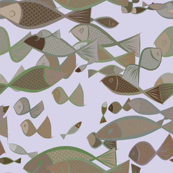 Seamless abstract illustrations of fish, conceptual. Good for design background. Cartoon style vector graphic. - Vector, Image
