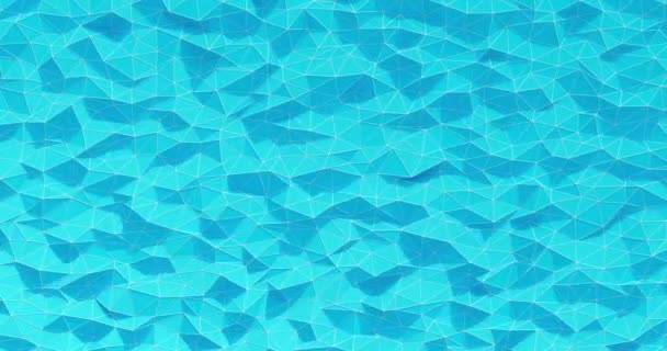 Absztrakt kék kristályos háttér. Hullámmozgás poligonális felület fehér vonalakkal - Felvétel, videó