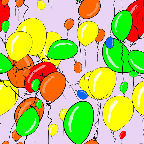 Απρόσκοπτη αφηρημένες απεικονίσεις πέταγμα αερόστατων, εννοιολογική. Καλό για το φόντο της σχεδίασης. Επίσης, για πάρτι γενεθλίων ή γιορτές. Καρτούν στυλ διανυσματικό γραφικό. - Διάνυσμα, εικόνα