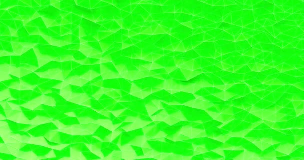 Abstracte groene gekristalliseerde veelhoekige achtergrond. Wave motion op veelhoekige oppervlak met dunne lijnen - Video
