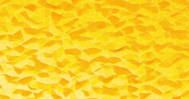Abstract orange crystallized polygonal background. Wave motion of the polygonal surface with white lines - Footage, Video