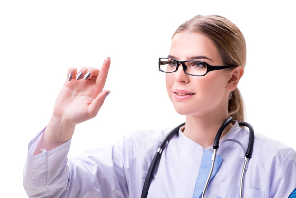 Junge Ärztin isoliert auf weißem Hintergrund - Foto, Bild