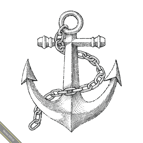 Symbol of anchor hand drawing vintage style  - Photo, Image