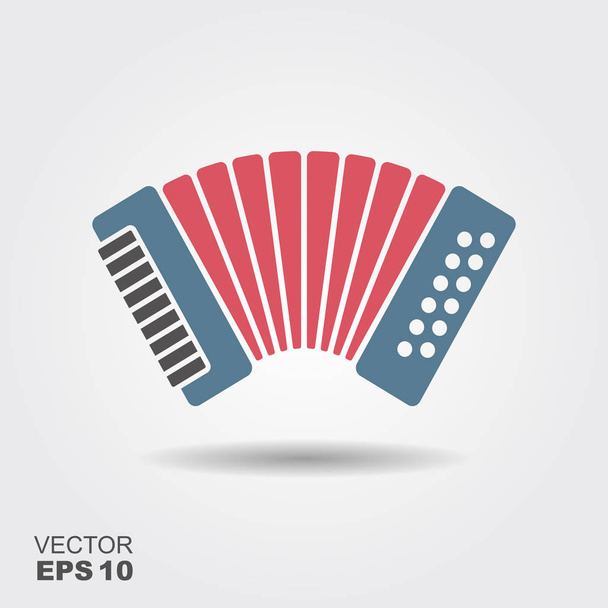 Accordion isolated on gray background. Bayan flat icon - Vector, Image