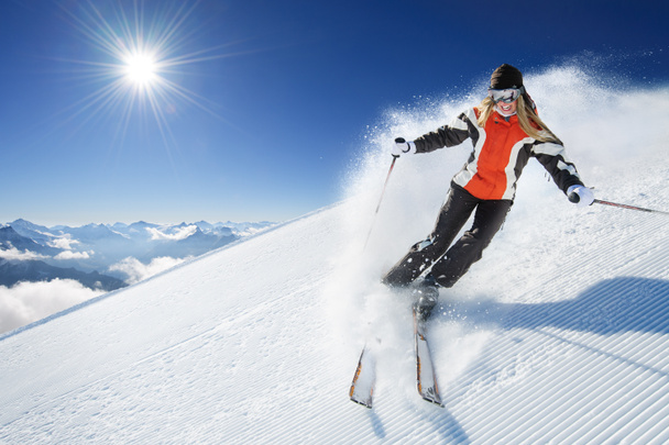 Girl - Woman - Female On the Ski - Photo, Image