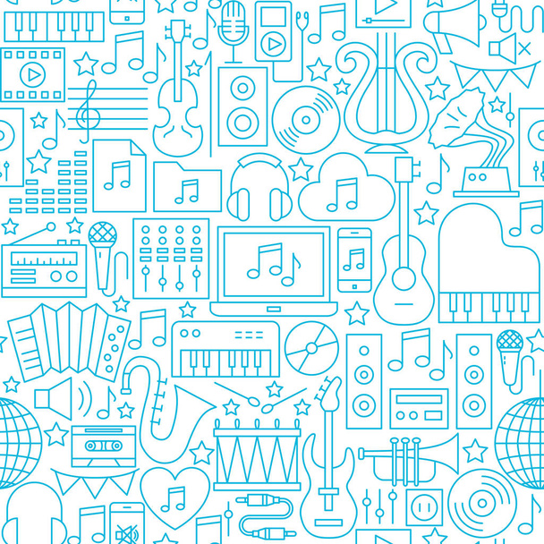 Music White Line Seamless Pattern - Vector, Image