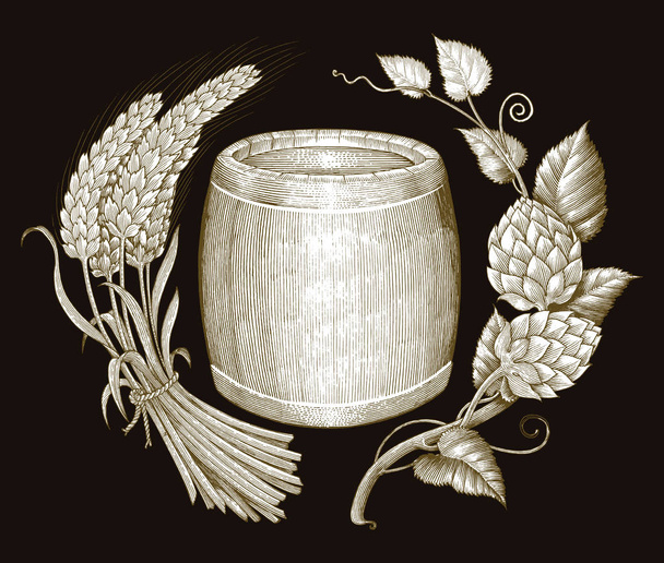 Bière logo dessin à la main style gravure vintage
 - Photo, image