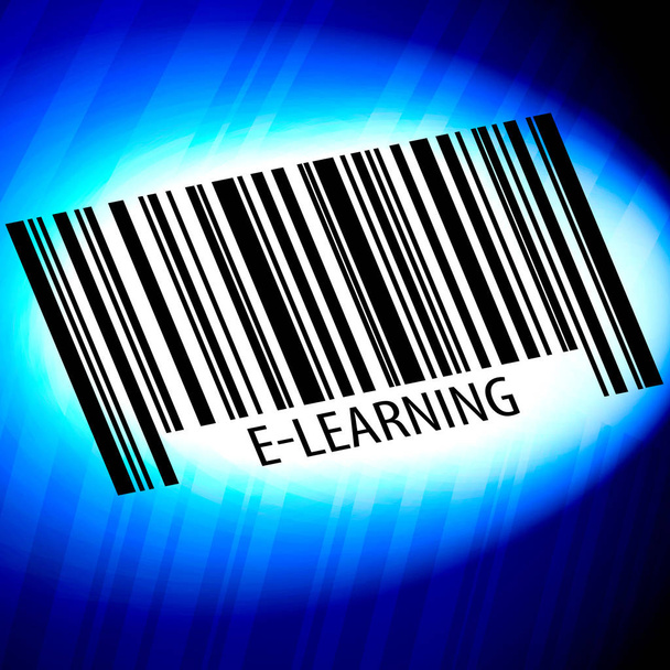 E-learning - barcode with blue Background - Photo, Image