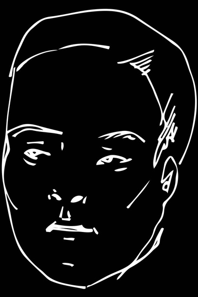 black and white vector sketch of a beautiful man profil - Vector, Image