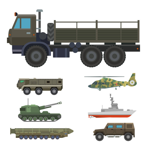 Military transport vector vehicle technic army war tanks and industry armor defense transportation weapon illustration. - Vector, Image