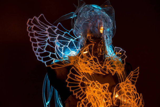Anatomi kostüm kristal kafatası, termoplastik ve sanatsal modelleme malzemeden Gotik ve karanlık tasarım - Fotoğraf, Görsel
