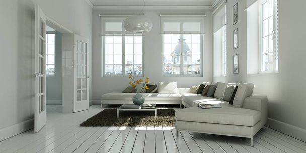 modernes weißes Wohnzimmerdesign - Foto, Bild