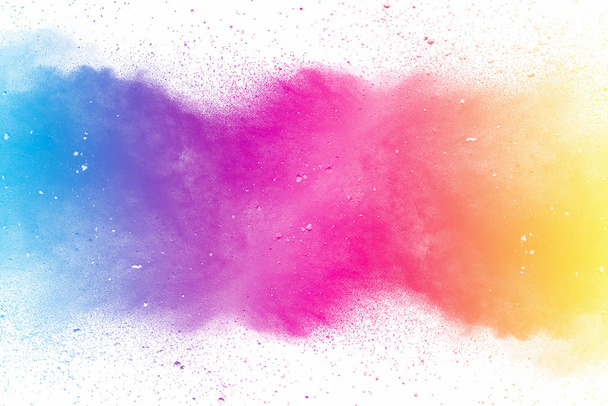 Explosion de poussière multicolore sur fond blanc
. - Photo, image