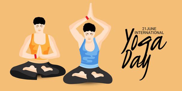 Illustration vectorielle d'un contexte pour la Journée internationale du Yoga
. - Vecteur, image