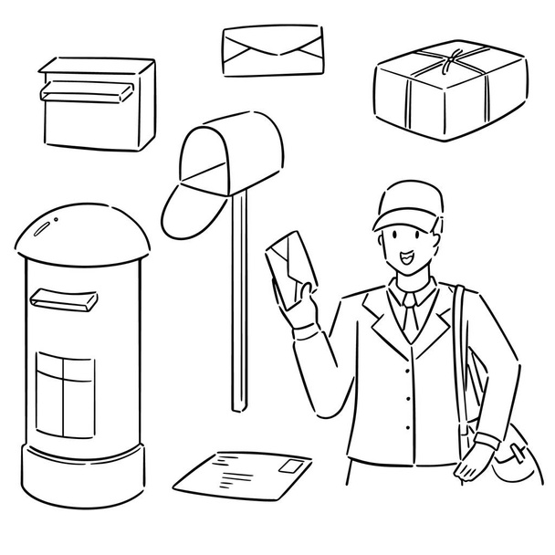 vector set of postman and postbox - Vector, Image