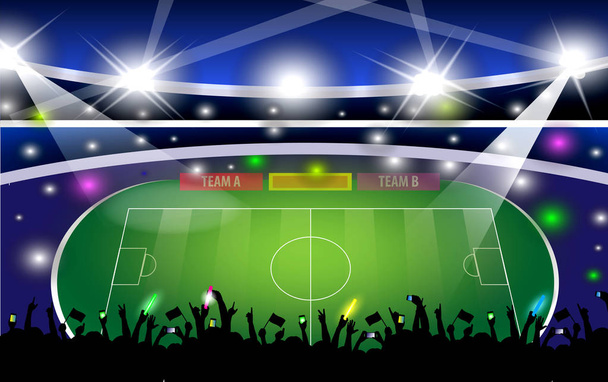 Edificios públicos. Arena de fútbol. Copa del Mundo Vector con personas silueta. fácil de modificar
 - Vector, Imagen