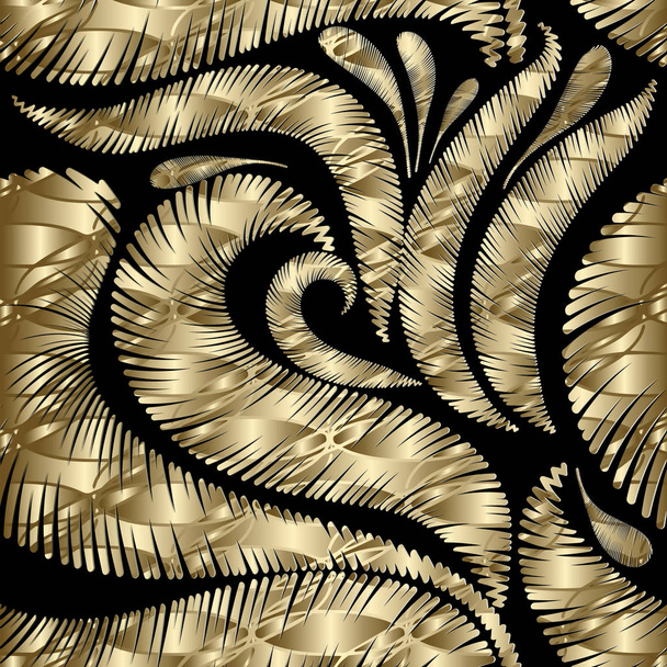 Grunge textured gold 3d seamless pattern. - Вектор, зображення
