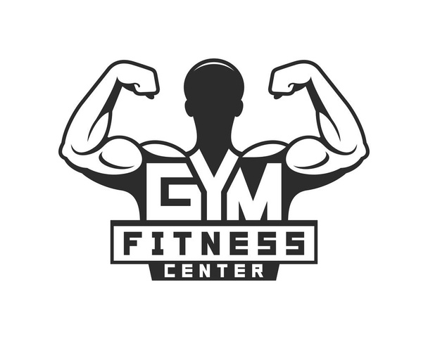 Plantilla de logotipo del gimnasio. Culturismo y Fitness Club. Estilo monocromo. aislado sobre fondo blanco
 - Vector, imagen