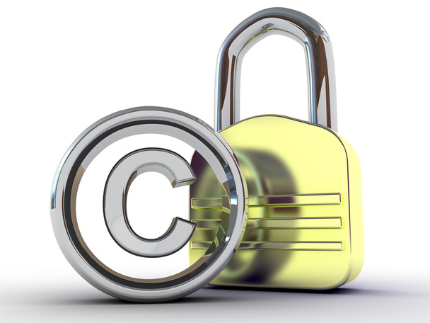 copyright sign with padlock on a white background - Photo, Image